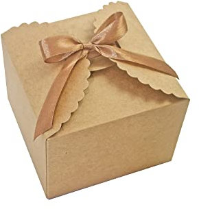 WEWILUCK Braune Box für Geschenke, 10 Stück kleine leere Kraftpapier-Geschenkboxen mit Band zum Verpacken von Süßigkeiten, Keksen, Schokolade, Handwerk, Kerzen, kleinen Geschenken, 12,1 x 12,1 x 9 cm