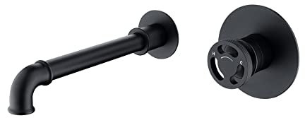 Robinet de salle de bain mural, robinet de lavabo industriel, mitigeur de salle de bain, robinet de lavabo en laiton noir mat, robinet de baignoire