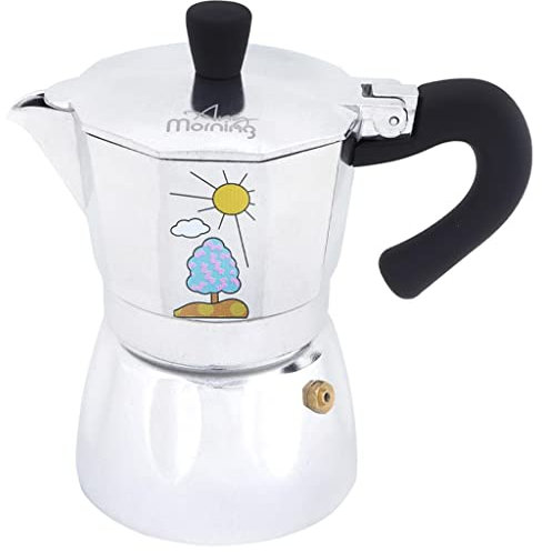 Any Morning Cuban & Italian Style Stovetop Moka Pot, 3 tazze in acciaio inox Caffettiera espresso, senza PBA Greca – Perfetto per casa, campeggio e viaggi, 113,4 g, argento