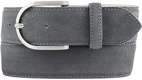 BELTINGER Damen-Gürtel aus Veloursleder 4 cm | Wildleder 40mm Mit Runder Schnalle | Dunkelgrau 80cm