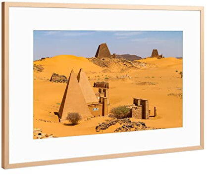artboxONE Poster mit Rahmen Kupfer 30x20 cm Pyramiden bei Meroe im Sudan von Die Welt Tanzt Farben - gerahmtes Poster