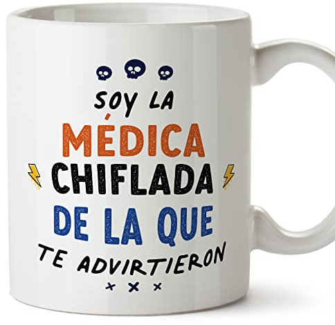 MUGFFINS Tazas para MÉDICA mujer - En Español - Todos te advirtieron - 11 oz / 330 ml - Regalo original y divertido