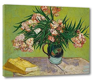 EVANEM Van Gogh Oleanders et livres. Image d’impression sur toile moderne. Célèbre reproduction de peinture à l’huile pour Living Home Decor 60x78cm Toile enveloppée
