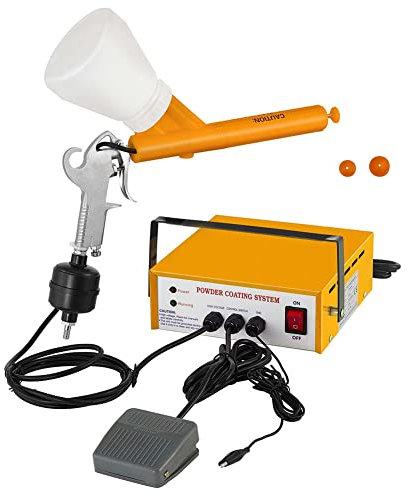 NURCIX Electrostatic Powder Coating Machine Paint Gun,5 Stage Powder Coating System Kits with w/Foot Switch Spraying Gun