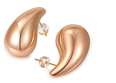 MOROTOLE Chunky Gold Hoop Earrings für Frauen Leichtgewicht Hypoallergen Hollow Ohrringe Teardrop Earrings Ohrring Dupes für Frauen Trendy
