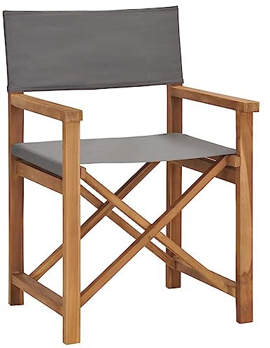 puraday Regiestuhl Massivholz Teak Grau 57,5x54,5x85 cm Gartensessel Balkonstuhl Outdoor Sessel Terrassenstühle Trendige Gartenstuhl für Terrasse Garten Bequem Und Langlebig