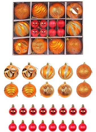 Weihnachtsbaumkugeln Rot Weiß Weihnachtskugel-Dekoration Weihnachtsbaum-Dekoration Bruchsichere Weihnachtsbaum-Dekoration Lanyard Multicolor rot-weiße Weihnachtskugeln (D, One Size)