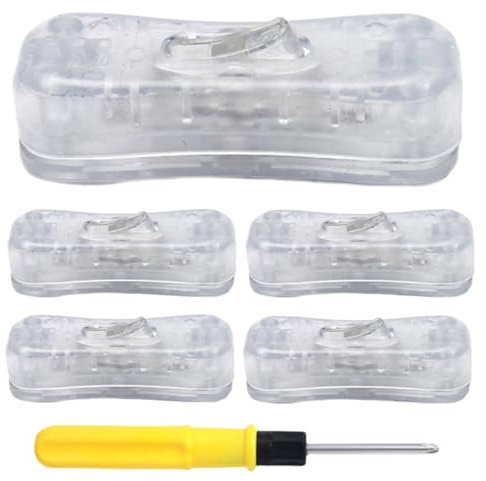 Acmerota Inline Schalter,2 A/250 V, Lampenschalter, Kabelverbindungskabel, Schnurschalter für Lampen, Tischlampen, Stehlampen, Online-Mittelschalter, 5 Stück (transparent)