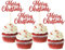 24 Stück Glitzer Weihnachten Cupcake Toppers, Merry Christmas Tortendeko, Frohe Weihnachten Kuchen Deko für Neujahr Party, Weihnachtsfeier Deko