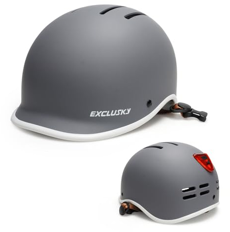 Exclusky Bike Helmet for Adults,Adjustable Cycling Helmet for Men & Women Safety Certified Bicycle Helmet for Commuting, Road Biking, Skating with USB Rechargeable Rear Light