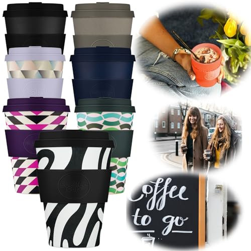 LS-LebenStil Ecoffee Cup Basket Case Schwarz Black 400ml PLA Premium Coffee to Go Becher Wiederverwendbar