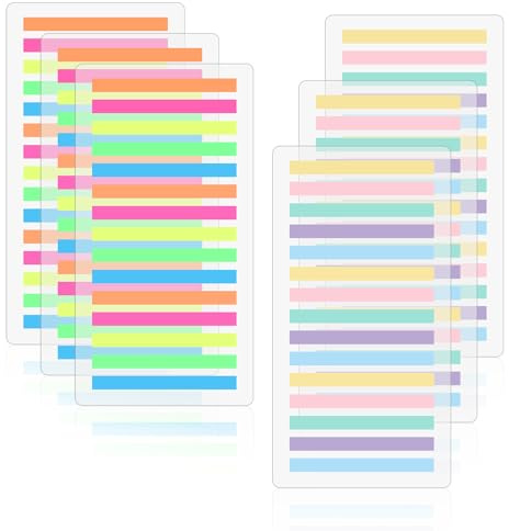 1800 Notas Adhesivas y Marcadores de Página, Tiras Marcadoras de Colores en Transparentes y Tonos Pastel