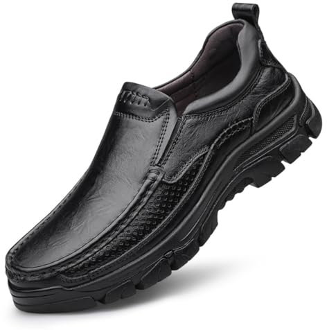 WNUKATO Chaussures pour Hommes Mocassins Confortables et Respirants Antidérapants et résistants à l'usure Chaussures en Cuir décontractées fabriquées à la Main Noir 42 EU