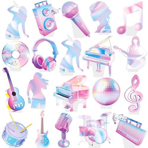 iPartyFun 48Pcs Music Singer Party Cupcake Toppers Singer Birthday Party Decoration Popular Singer Theme Cupckae Toppers for Girls Music Singer Birthday Baby Shower Supplies