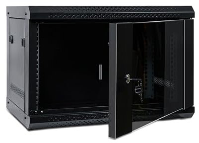 Eagle Mobile compatto da parete da 48,3 cm per server di reti più piccole, in vetro temperato, rimovibile, reversibile, con serratura, porta per casa, negozio, ufficio, 450 mm