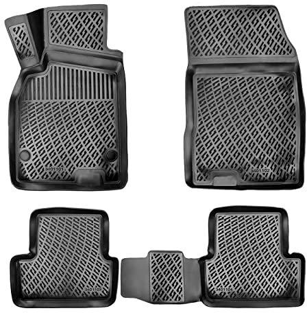 Rizline Passgenau 3D Fussmatten kompatibel mit Renault Megane III Grandtour 2008-2016 Passgenau Fussmatten Auto Zubehör 1. Und 2. Reihe TPE Allwetter Geruchlos rutschfest Vorne und Hinten