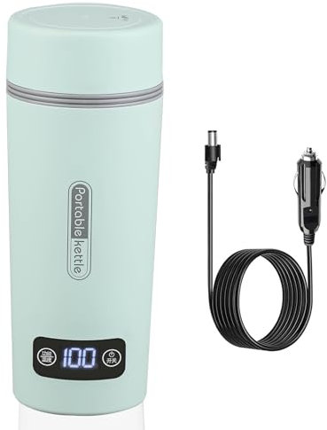 Tragbare wasserkocher für auto,12v/500ml& 40~100℃ einstellbar,reisewasserkocher&80W Schneller Warmwasserbereiter,Anti-Trockenbrand-Schutz,für auto camping、die zubereitung Von Tee, kaffee Babymilch