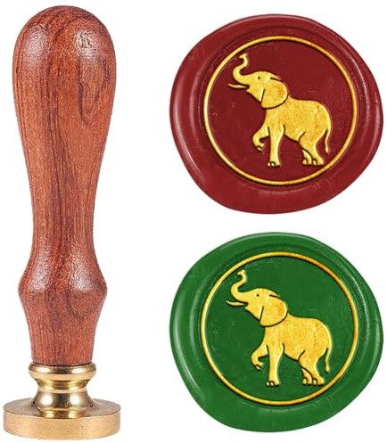 DELORIGIN 25mm Elefanten Wachssiegelstempel Retro Siegelstempel Abnehmbarer Messingkopf Siegelstempel Personalisiert Wachssiegel Siegelstempel Für Umschläge Grußkarten Briefe Hochzeitseinladungen
