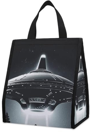 Lunchtasche für Damen und Herren, niedlich, isoliert, wiederverwendbar, tragbar, Alien-Raumschiff, UFO-Lunch-Tasche für Arbeit, Büro, Reisen