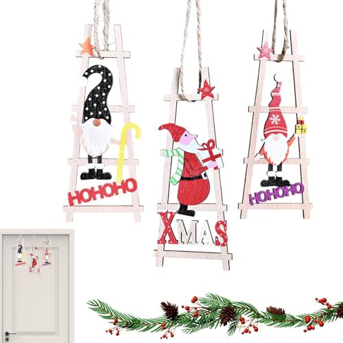 Árbol de Navidad de madera, escalera de rama de Navidad, colgante de escalera, adornos de madera, colgante de escalera, adornos de madera, adornos de escalera, fácil de usar, portátil para boda y