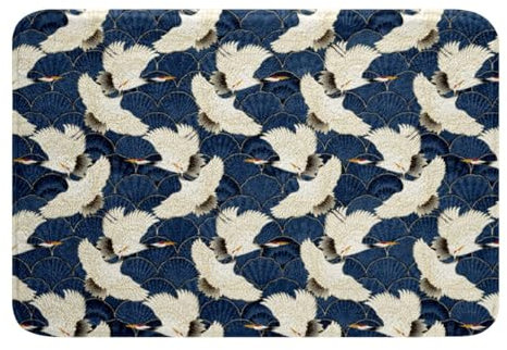 Loussiesd Kinder Japanese WeißerBadematte 40x60cm Jungen Mädchen Exotic Style Badematte Japanischer Ukiyoe Badteppiche Japanischer Stil Badteppiche