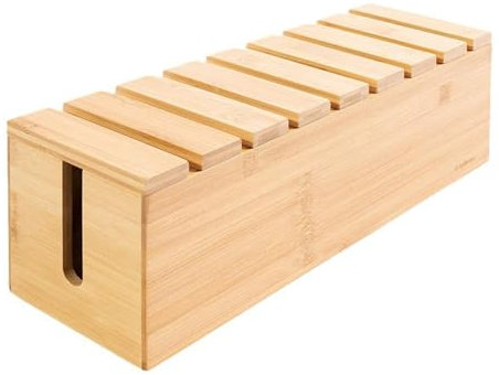 Cable Organiser, Cable Management Box, Wooden Cable Box, Wooden Wire Organizer, Extension Cords Organiser, Management Box With Charging Station, Tidy Solution 15.47x4.92x5.43In for Neat Spaces