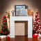 Consola de chimenea con espacio de almacenamiento, decorativa de madera, marco decorativo para chimenea con estante, armario falso para salón, dormitorio, accesorio para el hogar, color blanco