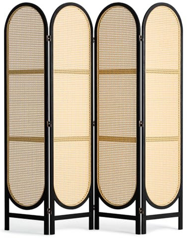 VEVOR Raumteiler mit 4 Paneelen handgewebter Sichtschutz Rattan, zusammenklappbare Raumtrenner mit Scharnieren, tragbare & freistehende Raumteiler zur Raumtrennung, Wohnzimmer, Schlafzimmer