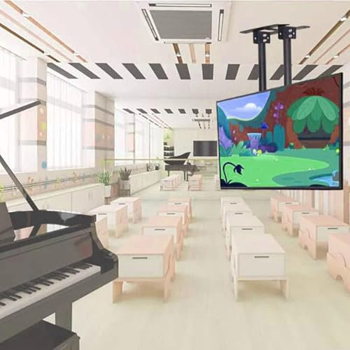 Soporte de techo ajustable para TV – Se adapta a pantalla plana LED de 55 a 100 pulgadas, soporte de montaje para TV de techo, ajuste de ángulo de 3°/-20°, máximo 900 x 400 mm, soporte de TV colgante