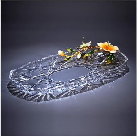 VDLLQYN, Assiette de fruits, plateau de fruits en verre transparent émaillé haut de gamme, collations, bonbons, noix, assiettes de fruits secs, ornements décoratifs de Noël de Thanksgiving,Plateau à