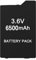 Akku für PSP 2000/3000, 6500mAh 3,6 V Lithium Ionen Ersatz Akku mit Hoher Kapazität für Sony PSP-S110, PSP Brite (3000/3001/3004), PSP Slim & Lite (2000/2004) Konsole
