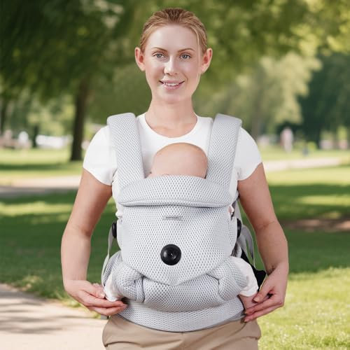 bonoch Atmungsaktive Netz Babytrage neugeborene ab geburt - EaseFit Einstell knopf für Babys eine gesunde Hüftentwicklung, ergonomisches babytragen für 4.5–20 kg 4-24 Monate