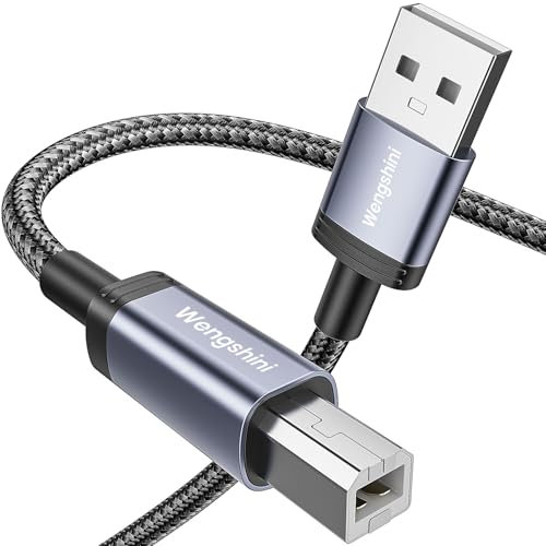 Wengshini Câble d'imprimante USB 2.0 - 5 m - Fiche USB type A vers fiche B mâle - Câble scanner haute vitesse - Compatible avec HP, Canon, Dell, Epson, Lexmark, Xerox, Samung et plus encore