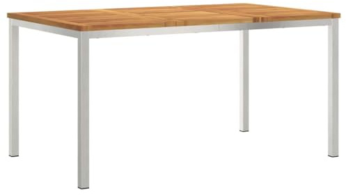 vidaXL OutdoorDiningTable Brown 150x90x75cm SolidAcaciawood, Garden and Terrace, Weather-Resistant Table, Minimalist Design, Patio Furniture, Outdoor Gatherings, Elegant Dining