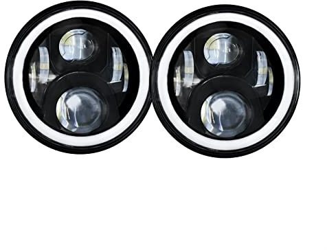 SHOLIRMET 7 Zoll Scheinwerfer Auto Angel Eyes Led RGB APP Bluetooth 12V Kompatibel mit Jeep Wrangler TJ JK Offroad