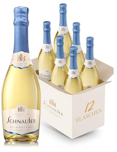 Schnaufer Alkoholfrei Sparkling – Premium Sekt-Alternative ohne Alkohol, goldgelb prickelnd mit tropischen Aromen – Stilvoll genießen mit Familientradition seit 1918 (12 x 0,75L)