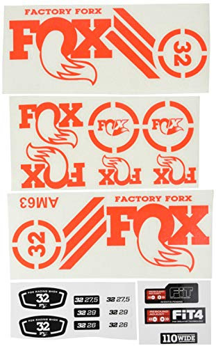 Ecoshirt 0F-R8A1-XLXB Sticker Fork Fox 32 Am63 Aufkleber Decals Autocollants Stickers Fourche Gabel Fourche Rouge Fluo