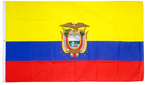 Flaggenfritze® Ecuador Fahne 150 x 250 cm, ecuadorianische XXL Flagge mit 3 Ösen für große Emotionen, Außenbereich und Sportevents + Gratis Sticker