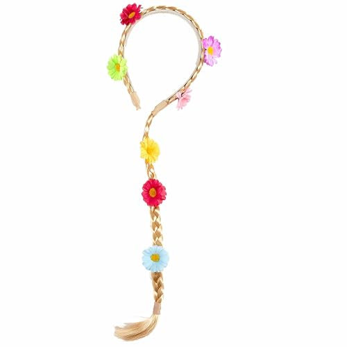Widmann 75710 - Stirnband mit Blumenzopf, Blond, Blumenkind, Kopfschmuck, Kostüm, Accessoire, Karneval, Mottoparty