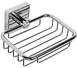 Croydex Chester Wall Mounted Soap Bar Basket | No drill required | Your choice to screw or glue with Flexi-Fix brackets | Modern Design | Fixings Included