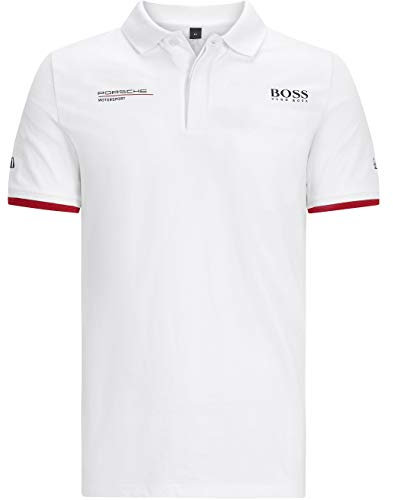 Porsche Motorsport Herren-Poloshirt mit Motorsport-Set, Schwarz, Weiss/opulenter Garten, XX-Large