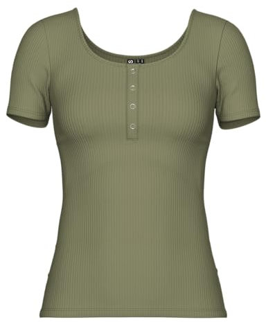 Pieces PCKITTE SS Top Noos BC T-Shirt, Vert Lichen Foncé, XL Femme