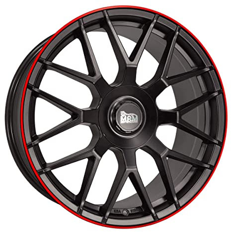 MAM GT1 19 Zoll Alufelge 8,5J 5/100+112 ET30 66,6 MATT BLACK LIP RED