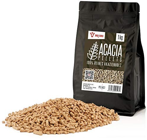 BBQ-Toro Pellets para Barbacoa de 100% Madera de Acacia | 1 kg | Pellets para Barbacoa, Ahumador, Horno de Pizza de Pellets y Sistemas de Calefacción | Pellets de Madera