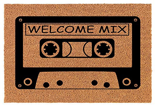 Coir Doormat Front Door Mat New Home Closing Housewarming Gift Welcome Mix Cassette Tape Retro Funny (30 x 18 Standard)