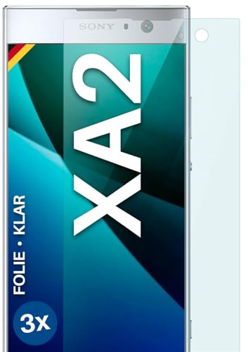 moex für Sony Xperia XA2 Schutzfolie Displayschutz Folie Ultra-klar HD 0,2 mm kompatibel mit jeder Hülle, Anbringen ohne Blasen, Handyfolie Extra Kratzfest, FlexProtect 3 Stück