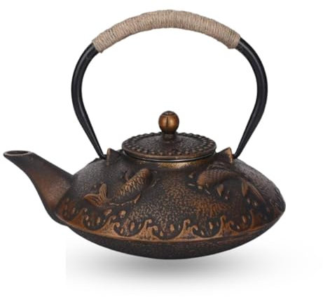 Teiera in ghisa, teiera giapponese Bollitore per tè con infusore per tè a foglie sfuse per piano cottura, 900 ml/30 once
