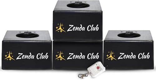 Zenda Club® Kit de 4 disparadores de nueva generación - Sistema de tiro para chorros de escenario y fuegos de artificio fríos - Encendido remoto inalámbrico - Maleta + 2 mando a distancia - Seguridad