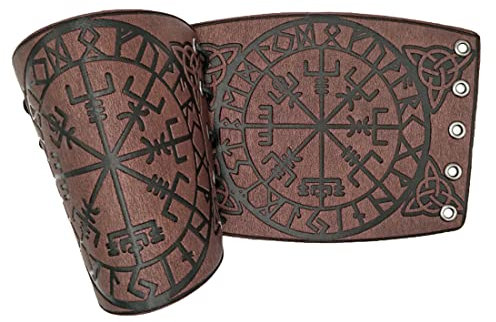 Armschützer Wikinger Mittelalter Lederarmschienen Kunstleder Armschiene Halloween LARP Armschoner Herren Junge Armband Renaissance Retro Armschutz Ritter Krieger Halloweenkosttüm Cosplay 1 Paar