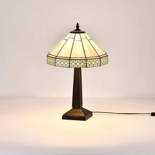 BELOFAY Tiffany Lamps, Stained Glass Handmade Tiffany Vintage Bedside Table Lamps for Living Room, Bedroom, and Lounge 12 Inches Wide, 18 Inches Complete Height (Mission Tiffany Style)
